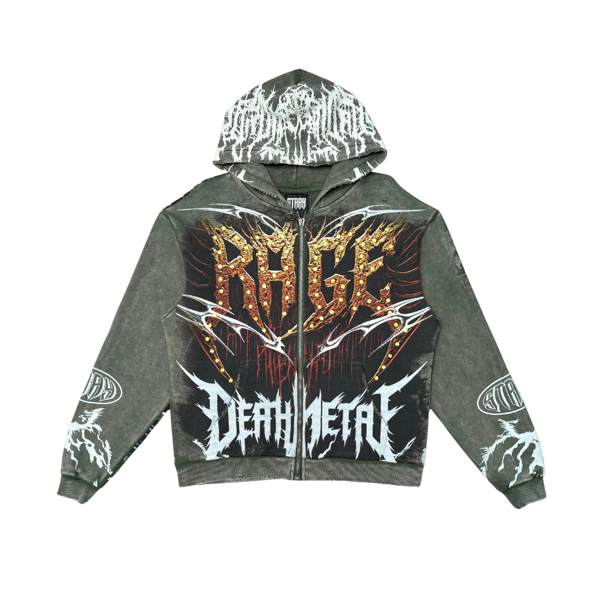 Rage deathmetal zipper hoodie